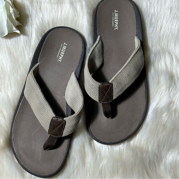 Tan and Brown Sandals with Contoured Footbed and Y-Strap Design - Picture 3 of 6